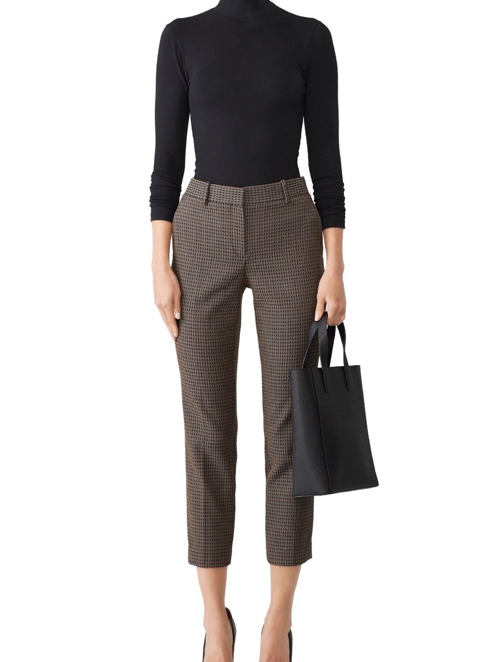 Theory Tailored Brown Houndstooth Slim Pants